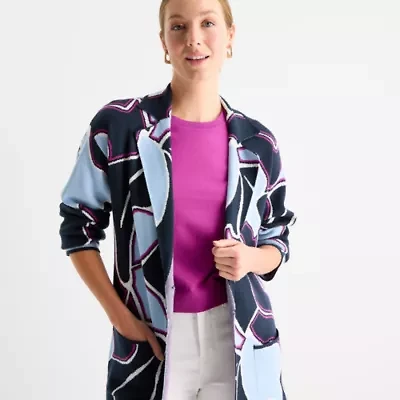 Liz Claiborne Womens Notch Neck Long Sleeve Layered Sweater