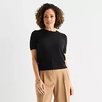 Liz Claiborne Womens Crew Neck Short Sleeve Pullover Sweater
