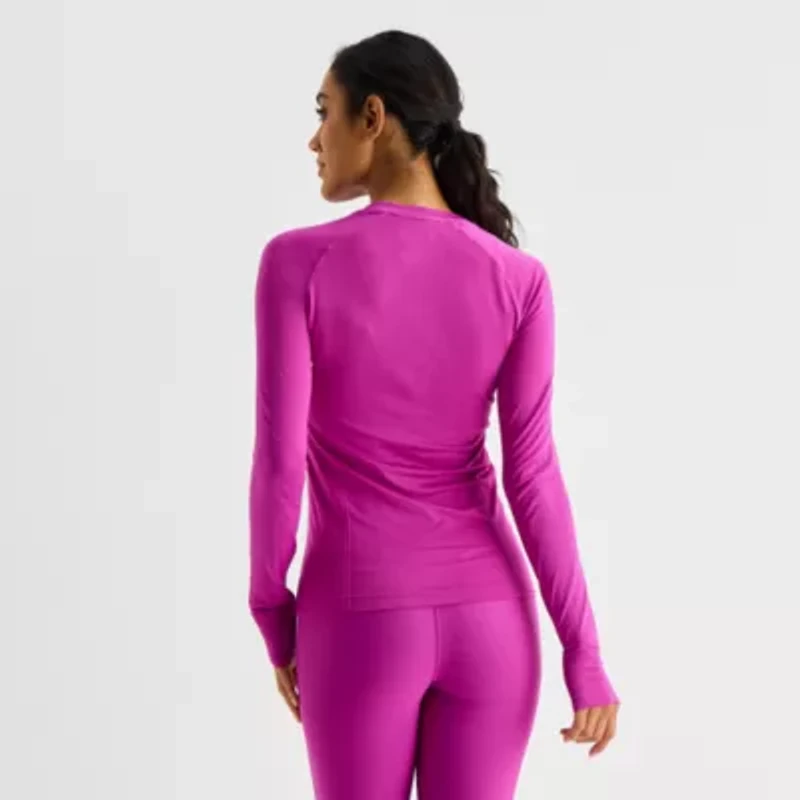 Xersion Womens Seamless Crew Neck Long Sleeve Active T-Shirt