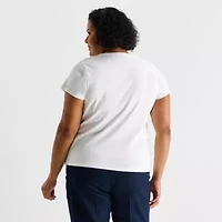 Liz Claiborne Womens Plus Crew Neck Short Sleeve T-Shirt