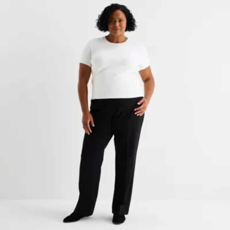 Liz Claiborne Plus Womens Crew Neck Short Sleeve Pullover Sweater