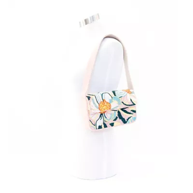 SOL and MER Beaded Floral Baguette Shoulder Bag