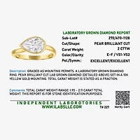 Diamond Addiction E-F / Vs1-Vs2 Womens 2 CT. T.W. Lab Grown White 10K Gold Pear Solitaire Cocktail Ring