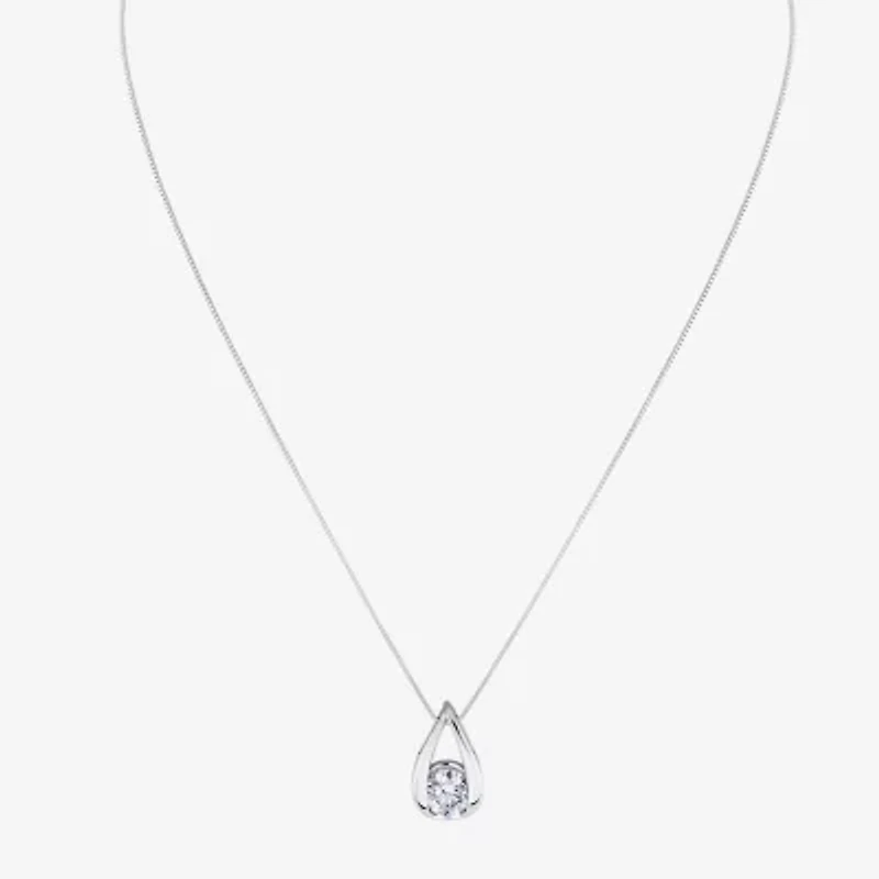 (I-J/Vs1-Vs2) Womens 1 CT. T.W. Lab Grown White Diamond 14K White Gold Pear 18 Inch Pendant Necklace