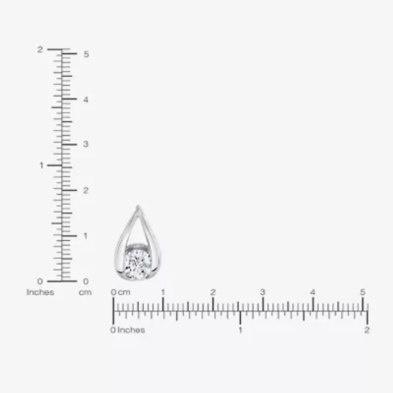 (I-J/Vs1-Vs2) Womens 1 CT. T.W. Lab Grown White Diamond 14K White Gold Pear 18 Inch Pendant Necklace