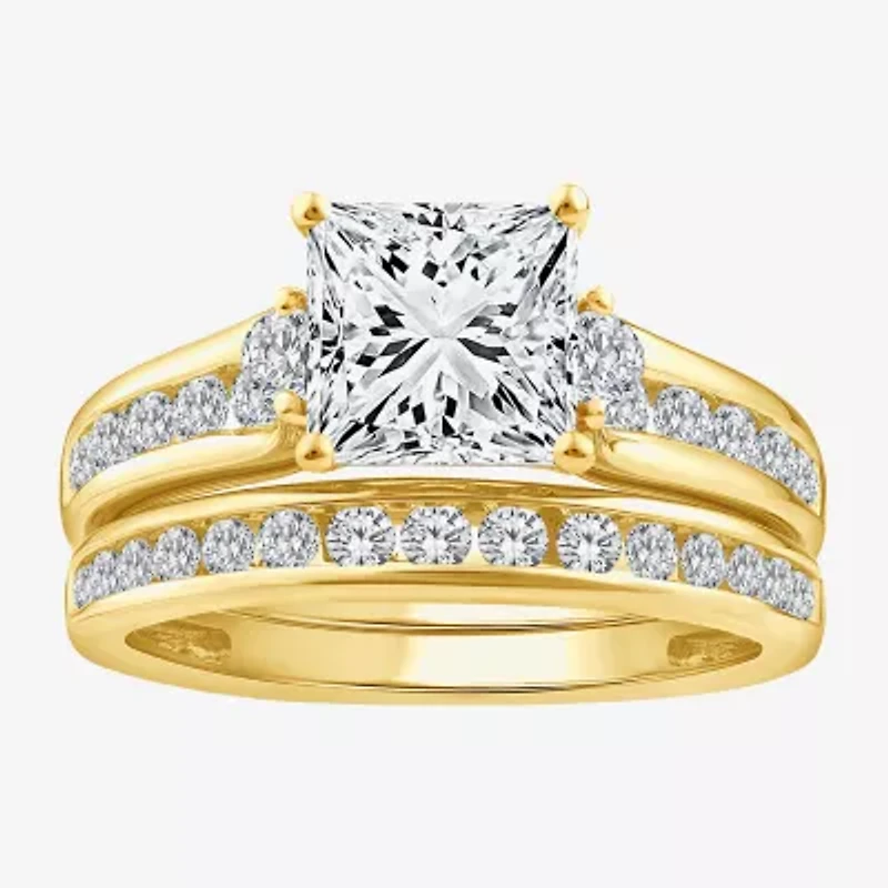 Grown Gorgeous (F,Vs2) Womens 3 CT. T.W. Lab White Diamond 14K Gold Side Stone Bridal Set