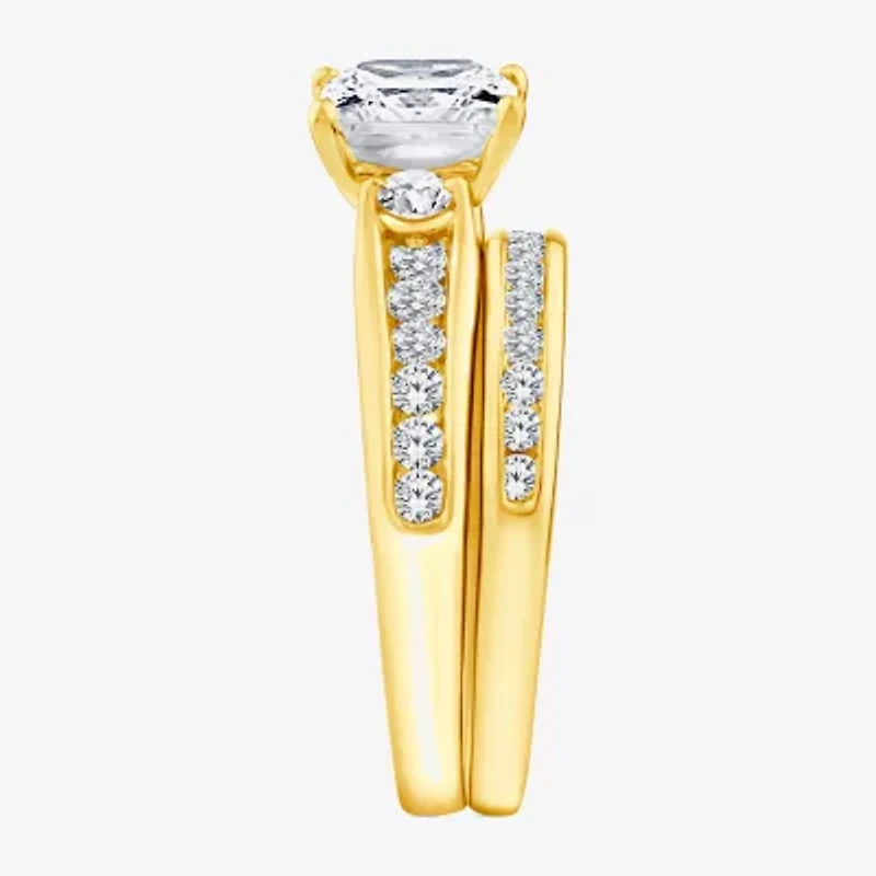 Grown Gorgeous (F,Vs2) Womens 3 CT. T.W. Lab White Diamond 14K Gold Side Stone Bridal Set