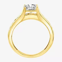 (F, Vs2) Womens 1 3/8 CT. T.W. Lab Grown White Diamond 10K Gold Side Stone Engagement Ring