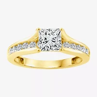 (F, Vs2) Womens 1 3/8 CT. T.W. Lab Grown White Diamond 10K Gold Side Stone Engagement Ring