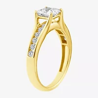 (F, Vs2) Womens 1 3/8 CT. T.W. Lab Grown White Diamond 10K Gold Side Stone Engagement Ring