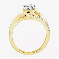 Signature By Modern Bride (F/Vs2) Womens 1 1/2 CT. T.W. Lab Grown White Diamond 10K Gold Side Stone Engagement Ring