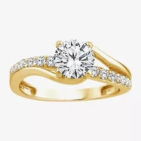 Signature By Modern Bride (F/Vs2) Womens 1 1/2 CT. T.W. Lab Grown White Diamond 10K Gold Side Stone Engagement Ring