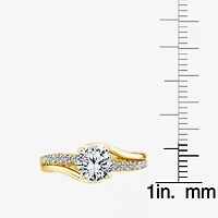 Signature By Modern Bride (F/Vs2) Womens 1 1/2 CT. T.W. Lab Grown White Diamond 10K Gold Side Stone Engagement Ring