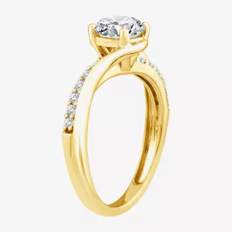 Signature By Modern Bride (F/Vs2) Womens 1 1/2 CT. T.W. Lab Grown White Diamond 10K Gold Side Stone Engagement Ring