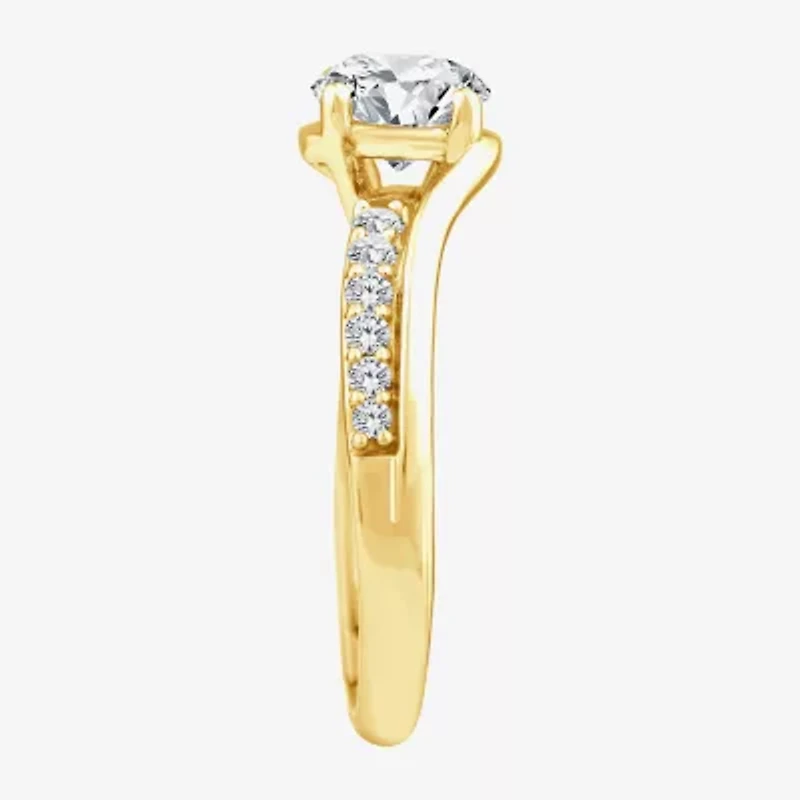 Signature By Modern Bride (F/Vs2) Womens 1 1/2 CT. T.W. Lab Grown White Diamond 10K Gold Side Stone Engagement Ring