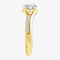 Signature By Modern Bride (F/Vs2) Womens 1 1/2 CT. T.W. Lab Grown White Diamond 10K Gold Side Stone Engagement Ring
