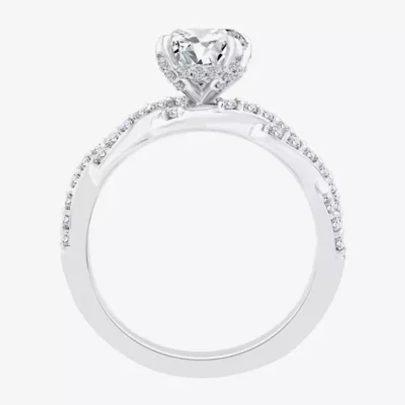 Signature By Modern Bride (F / Vs2) Womens 2 CT. T.W. Lab Grown White Diamond 10K Gold Side Stone Engagement Ring