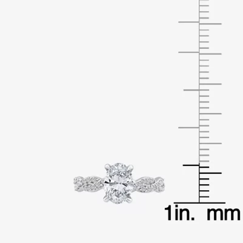 Signature By Modern Bride (F / Vs2) Womens 2 CT. T.W. Lab Grown White Diamond 10K Gold Side Stone Engagement Ring