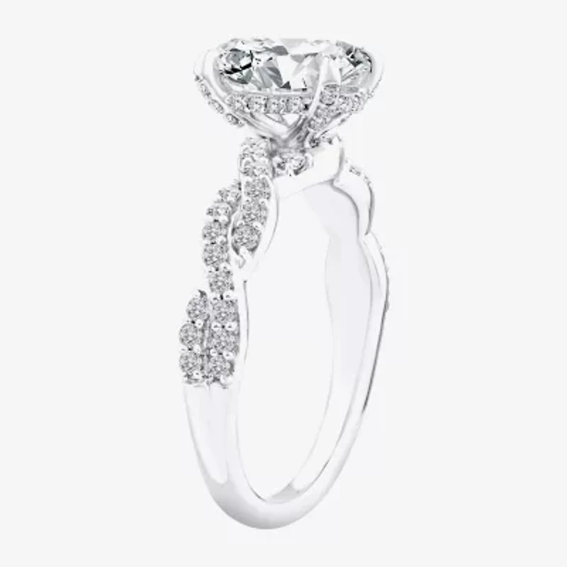 Signature By Modern Bride (F / Vs2) Womens 2 CT. T.W. Lab Grown White Diamond 10K Gold Side Stone Engagement Ring
