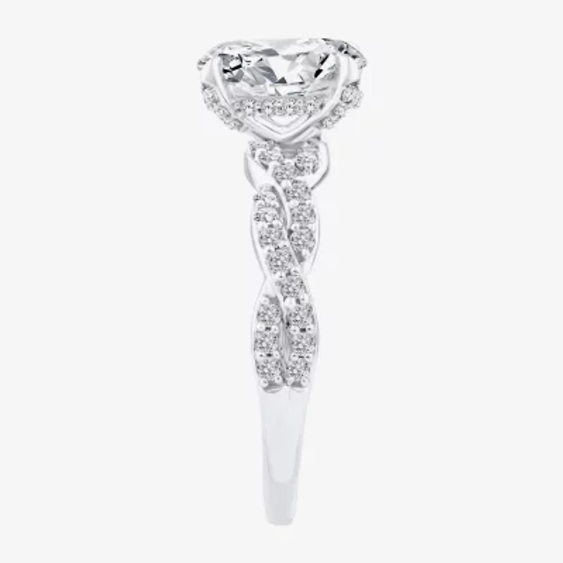 Signature By Modern Bride (F / Vs2) Womens 2 CT. T.W. Lab Grown White Diamond 10K Gold Side Stone Engagement Ring