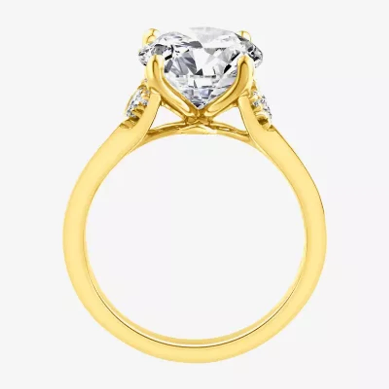 (F,Vs2) Womens 3 1/4 CT. T.W. Lab Grown White Diamond 14K Gold Round Solitaire Engagement Ring