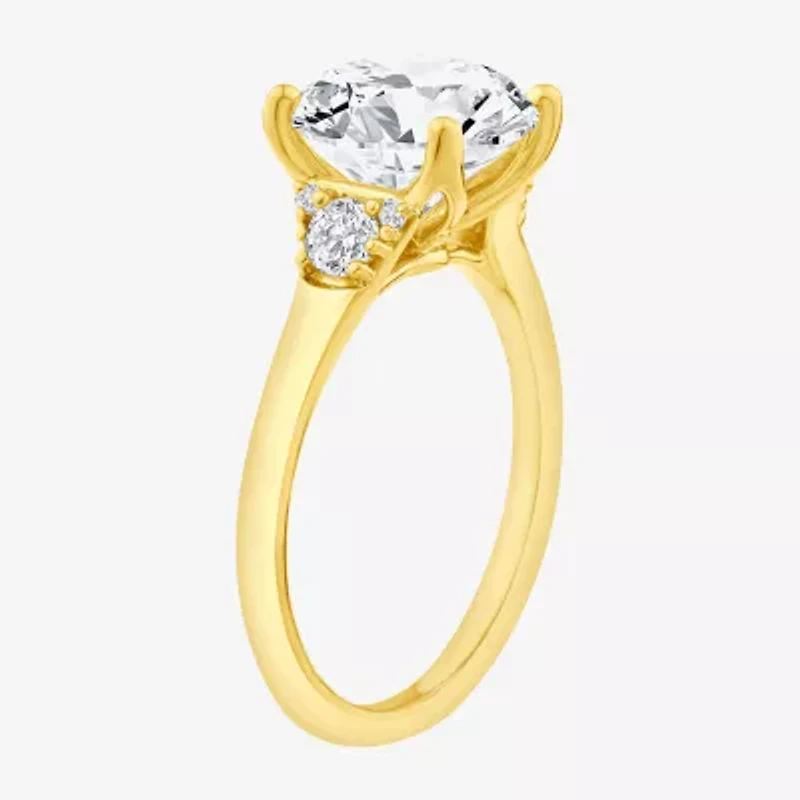(F,Vs2) Womens 3 1/4 CT. T.W. Lab Grown White Diamond 14K Gold Round Solitaire Engagement Ring