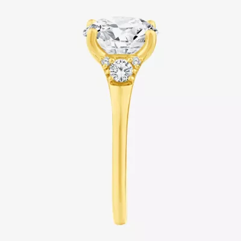 (F,Vs2) Womens 3 1/4 CT. T.W. Lab Grown White Diamond 14K Gold Round Solitaire Engagement Ring