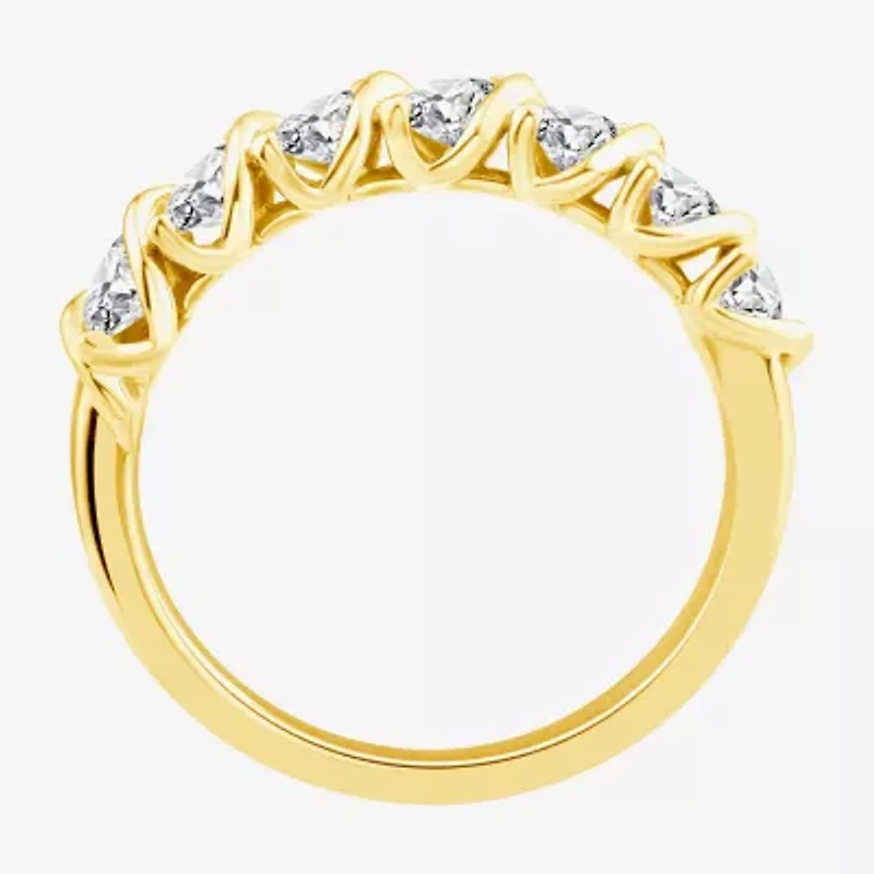 (F / Vs2) Womens 1 CT. T.W. Lab Grown White Diamond 10K Gold Anniversary Wedding Band