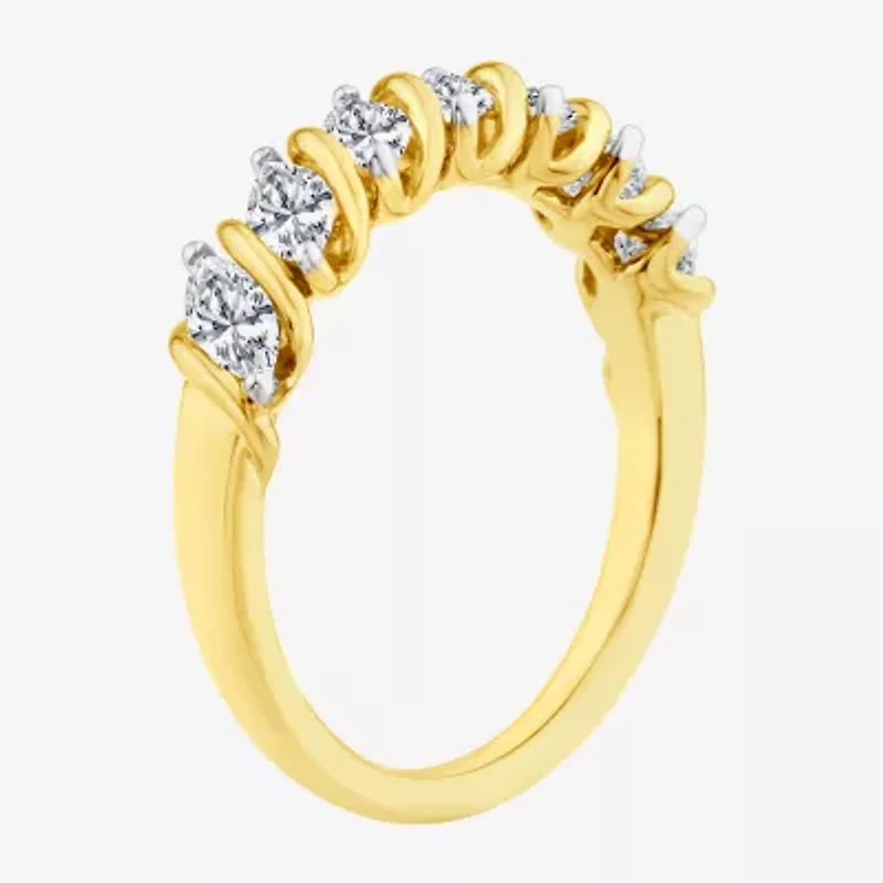 (F / Vs2) Womens 1 CT. T.W. Lab Grown White Diamond 10K Gold Anniversary Wedding Band