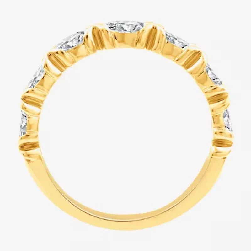 (F / Vs2) Womens 1/2 CT. T.W. Lab Grown White Diamond 10K Gold Anniversary Wedding Band