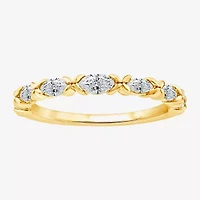 (F / Vs2) Womens 1/2 CT. T.W. Lab Grown White Diamond 10K Gold Anniversary Wedding Band