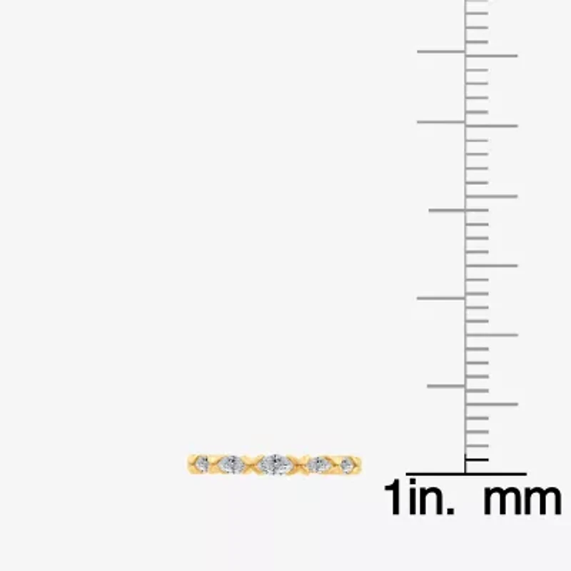 (F / Vs2) Womens 1/2 CT. T.W. Lab Grown White Diamond 10K Gold Anniversary Wedding Band