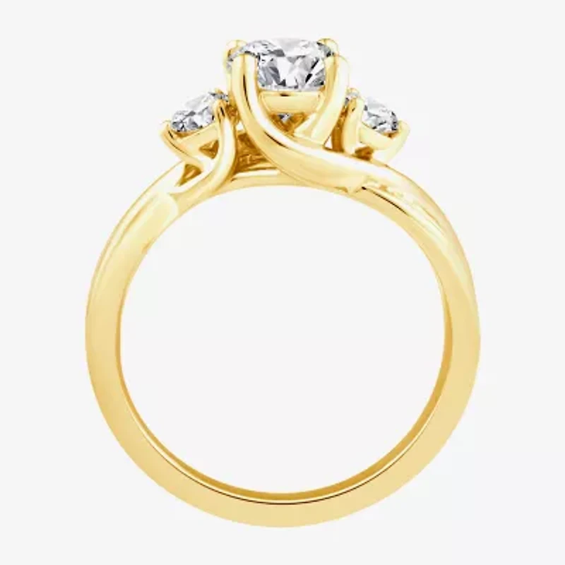 Love Lives Forever (F / Vs2) Womens 1 1/2 CT. T.W. Lab Grown White Diamond 10K Gold Round Side Stone 3-Stone Engagement Ring