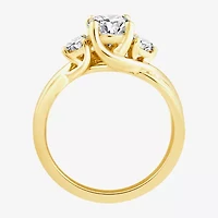 Love Lives Forever (F / Vs2) Womens 1 1/2 CT. T.W. Lab Grown White Diamond 10K Gold Round Side Stone 3-Stone Engagement Ring