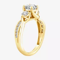 Love Lives Forever (F / Vs2) Womens 1 1/2 CT. T.W. Lab Grown White Diamond 10K Gold Round Side Stone 3-Stone Engagement Ring
