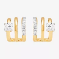 Silver Addiction Womens White Cubic Zirconia 14K Gold Over Silver Hoop Earrings