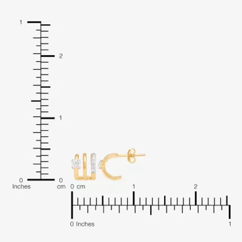 Silver Addiction Womens White Cubic Zirconia 14K Gold Over Silver Hoop Earrings