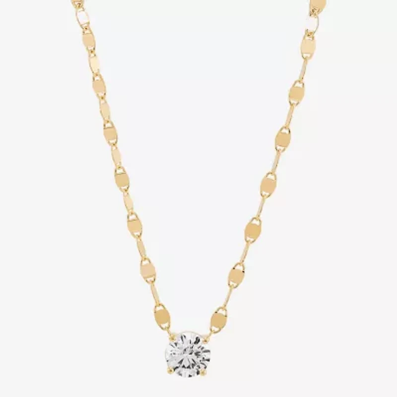 Silver Addiction Womens Lab Created White Cubic Zirconia 14K Gold Over Silver 18 Inch Pendant Necklace
