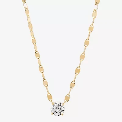 Silver Addiction Womens Lab Created White Cubic Zirconia 14K Gold Over Silver 18 Inch Pendant Necklace