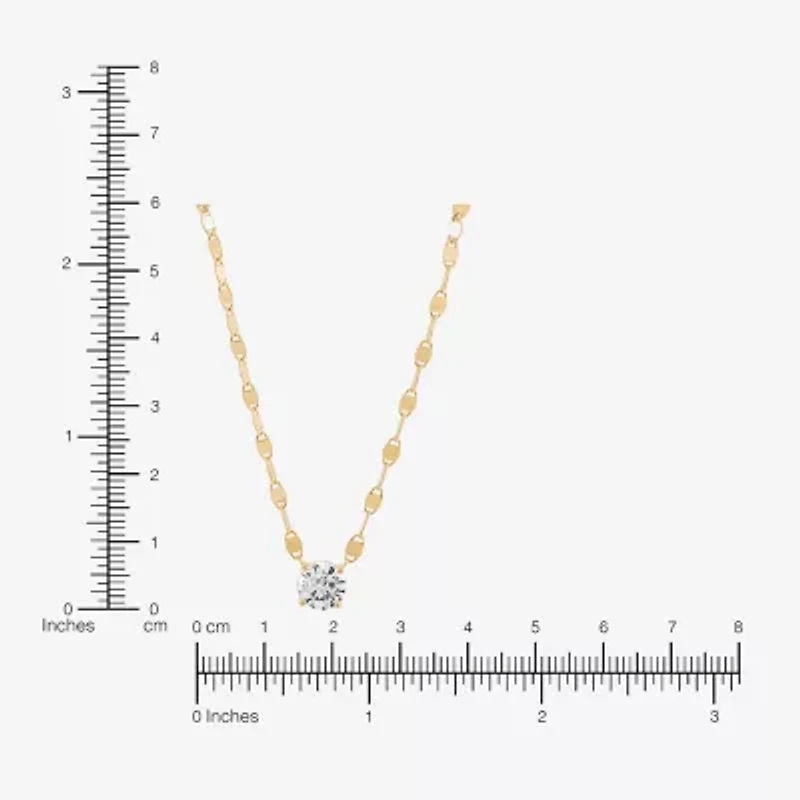 Silver Addiction Womens Lab Created White Cubic Zirconia 14K Gold Over Silver 18 Inch Pendant Necklace