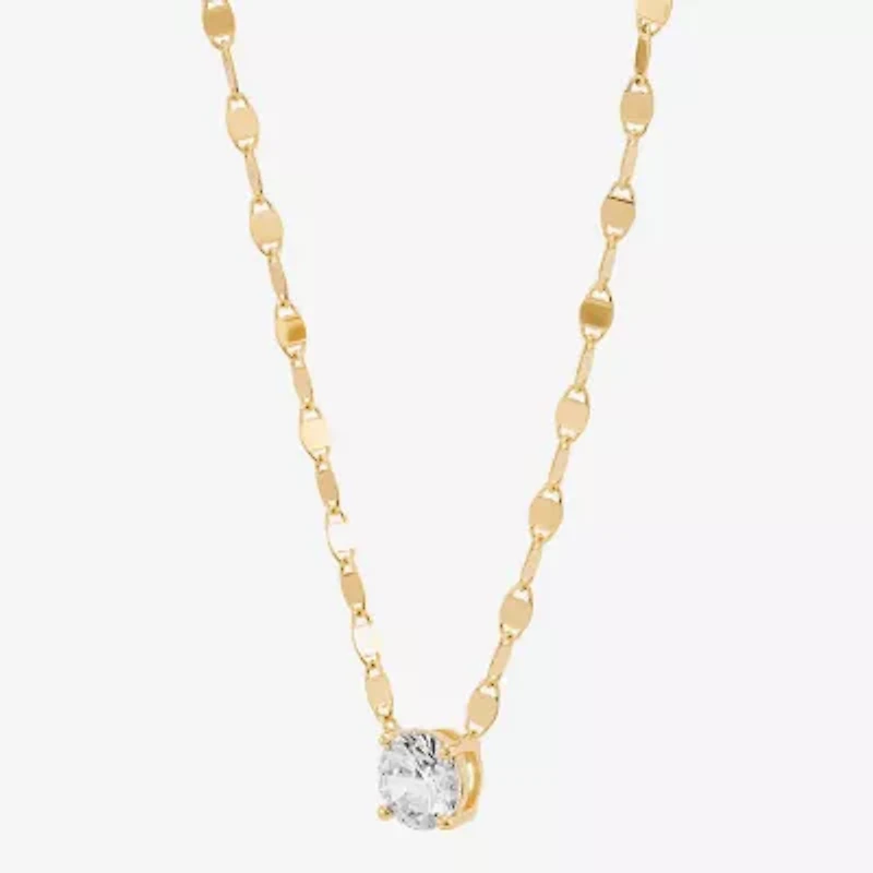 Silver Addiction Womens Lab Created White Cubic Zirconia 14K Gold Over Silver 18 Inch Pendant Necklace