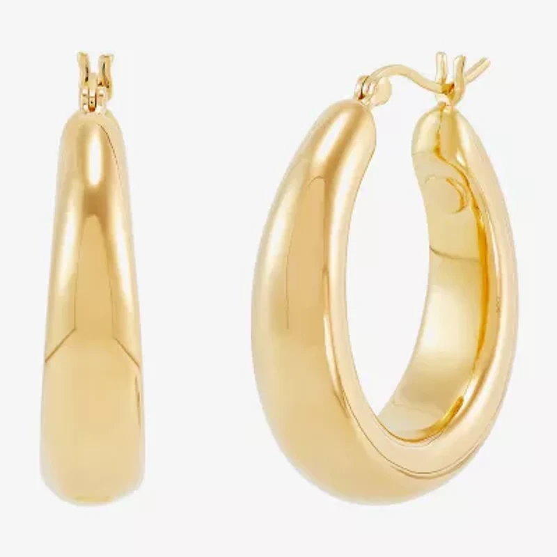 Silver Addiction Womens 14K Gold Over Silver Hoop Earrings