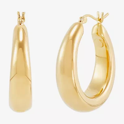 Silver Addiction Womens 14K Gold Over Silver Hoop Earrings