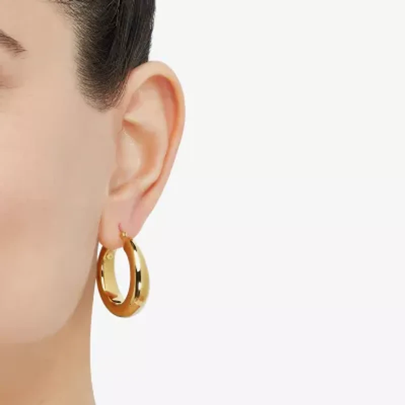 Silver Addiction Womens 14K Gold Over Silver Hoop Earrings
