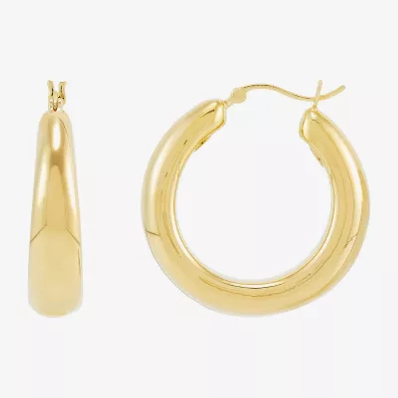 Silver Addiction Womens 14K Gold Over Silver Hoop Earrings