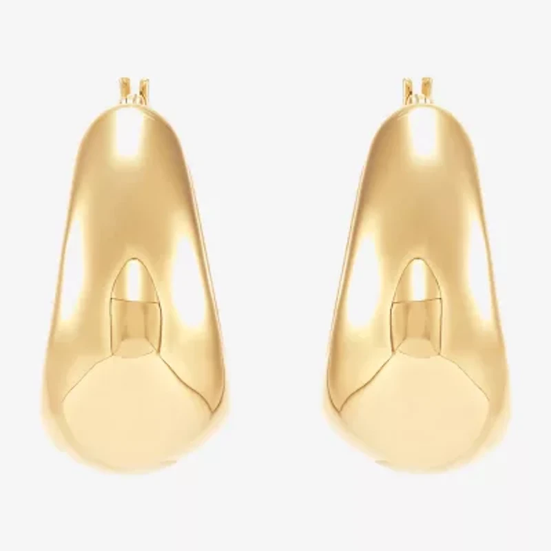 Silver Addiction Womens 14K Gold Over Silver 25.4mm Hoop Earrings