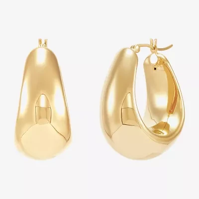 Silver Addiction Womens 14K Gold Over Silver 25.4mm Hoop Earrings