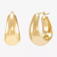 Silver Addiction Womens 14K Gold Over Silver 25.4mm Hoop Earrings