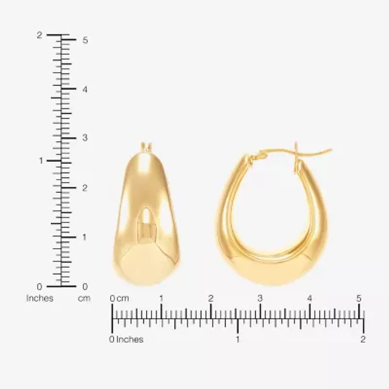Silver Addiction Womens 14K Gold Over Silver 25.4mm Hoop Earrings
