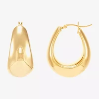 Silver Addiction Womens 14K Gold Over Silver 25.4mm Hoop Earrings